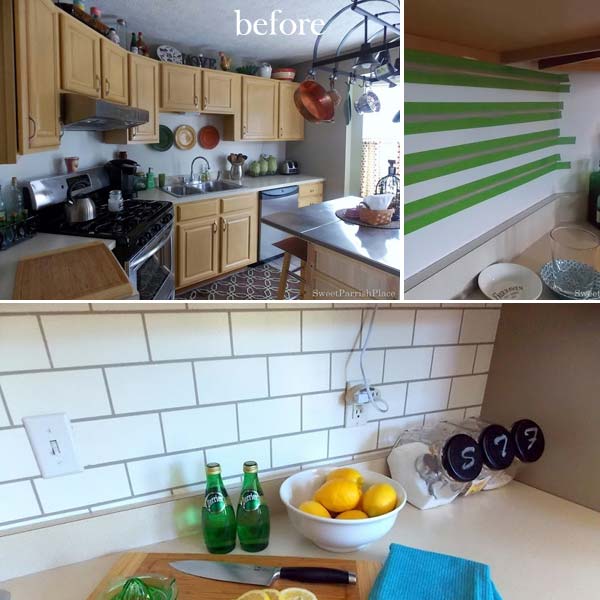 13. Painted subway backsplash