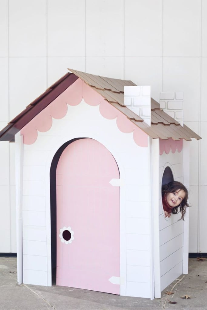 1.FAIRY TALE WHITE AND PINK CARDBOARD HOUSE
