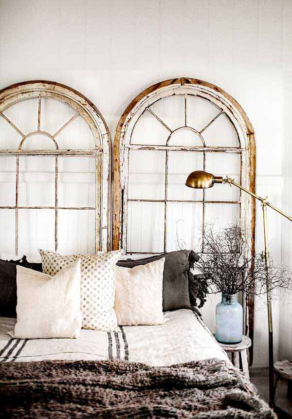 #19 Old Vintage Frames as Headboards in Scandinavian Decor