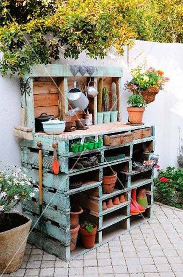 #12 GARDENING OFFICE CORNER MADE FROM WOODEN PALLETS