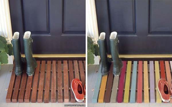 #21 DOOR WOODEN WELCOME MAT WEARING COLOR