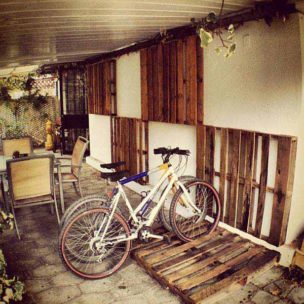 #8 YOU CAN USE WOODEN PALLETS AS BICYCLE RACKS OR WALL ART