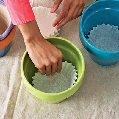 21. COFFEE FILTER AS A FLOWERPOT LINER