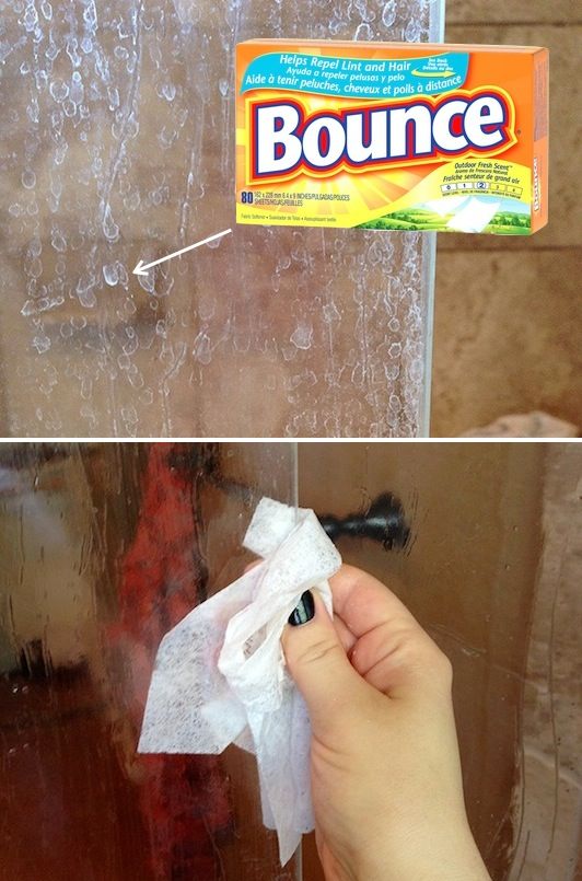18. DRYER SHEETS TO REMOVE SOAP SCUM
