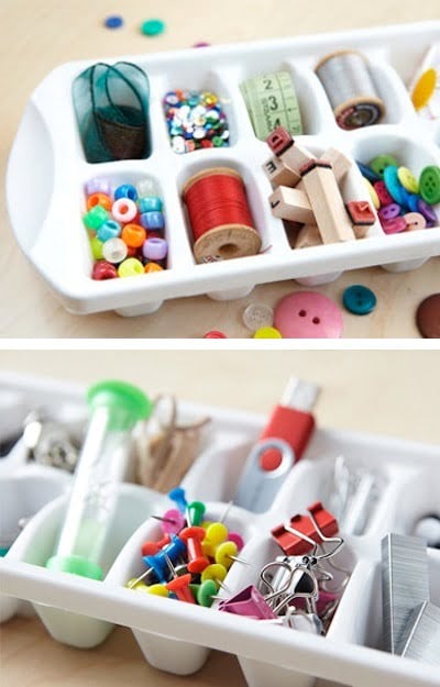 47. ORGANIZE YOUR SMALL OFFICE SUPPLIES IN ICE TRAYS