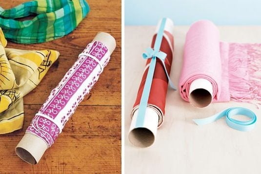 38. KEEP SCARFS FROM WRINKLING WITH PAPER TUBES