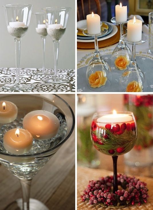 32. WINE GLASSES CANDLE HOLDERS