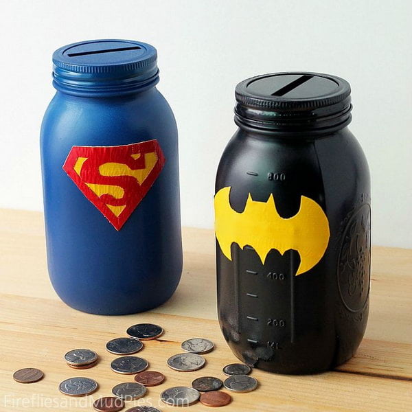 #4 SUPER EASY MASON JAR SUPERHERO BANKS