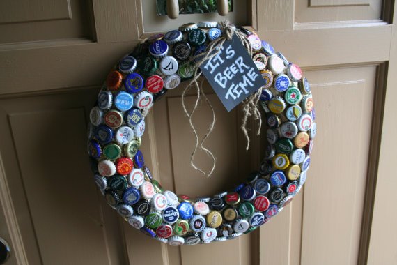 #2 Creative Bottle Cap Wreath For a Man-cave