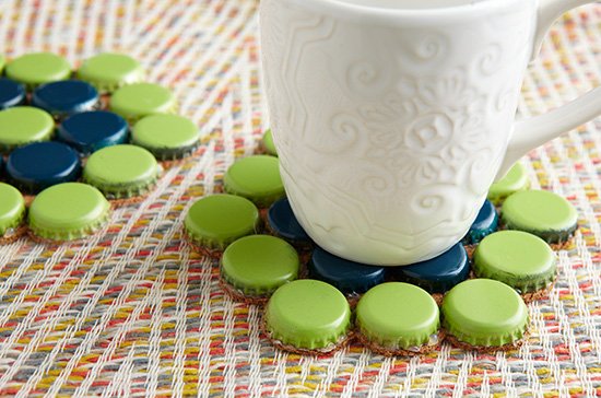 #15 Colorful Bottle Cap Coasters