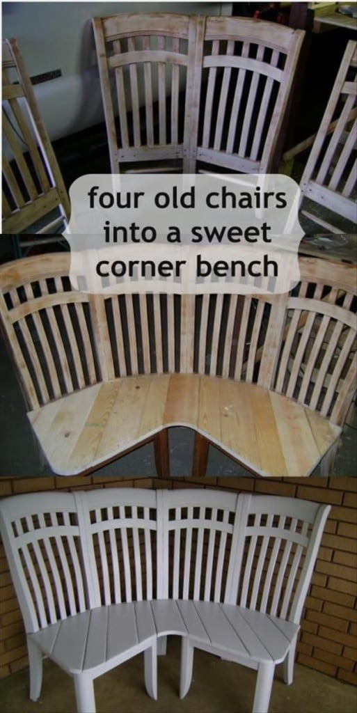 24.UNITE OLD CHAIRS INTO A UNIQUE CORNER BENCH