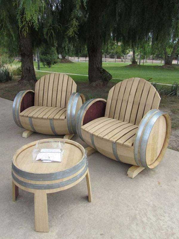 20. Wine barrels make the perfect conversation spot in the backyard