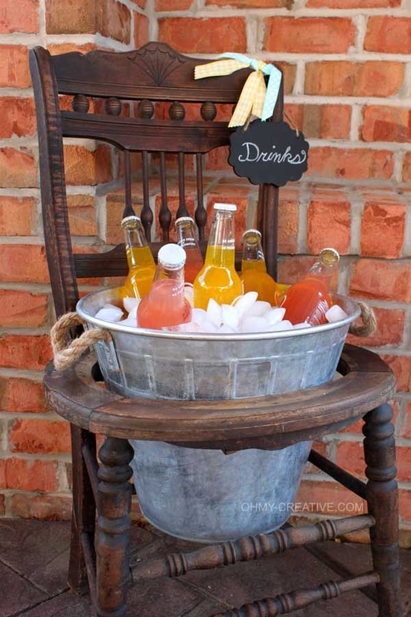 25. Old chair turned into a ice bucket holder