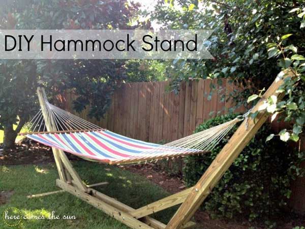 5. Create a DIY hammock stand from an old pallet