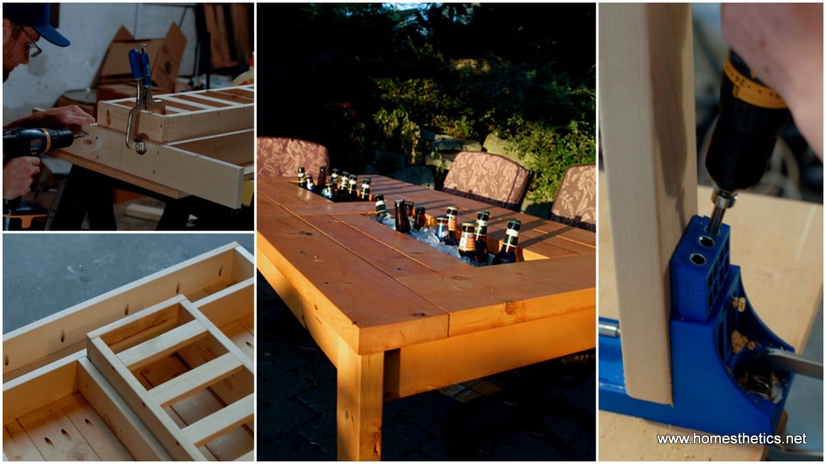 Learn How To Build A DIY Patio Table With Built-in Beer/Wine Coolers