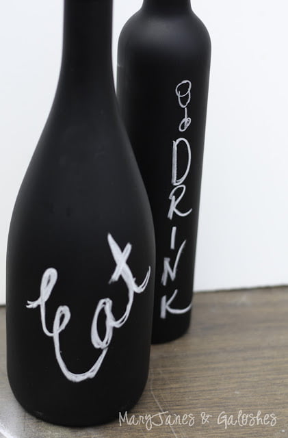 Chalk-paint looks great on wine bottles