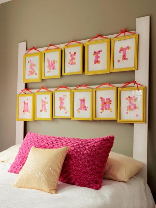 #12 Framed Letters on a Headboard Spreading Happiness