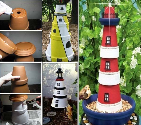 12. Creative and Educative Clay Pot Lighthouses