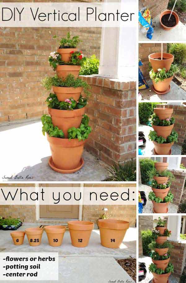 13. Vertical Planter Realized With Clay Pots