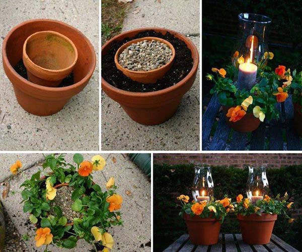 9. Romantic Candle and Flower Pot Setup