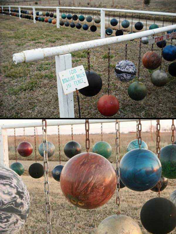 26.UNIQUE AND UNUSUAL BOWLING BALL FENCE