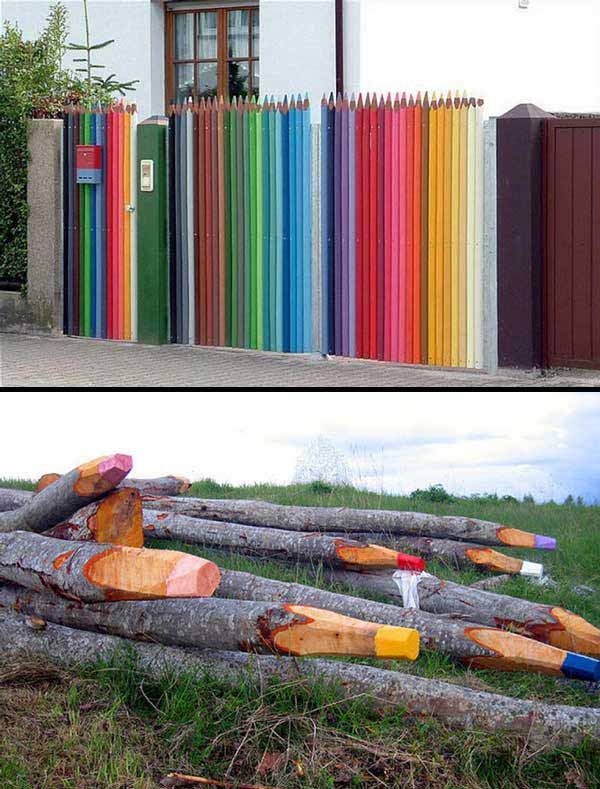 7. CREATIVE COLORFUL FENCE RESEMBLING COLORING PENCILS