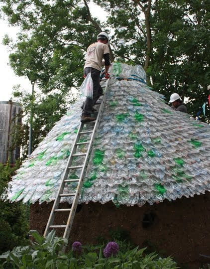 #11 Plastic Bottles Used to Waterproof a Home`s Roof