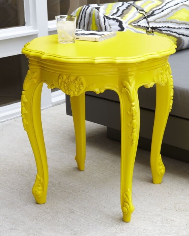 #7 Restored Side Table Wearing a Bold Yellow