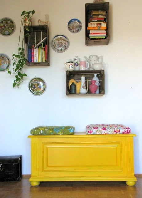 #8 Small Yellow Chest With Colorful Cushions