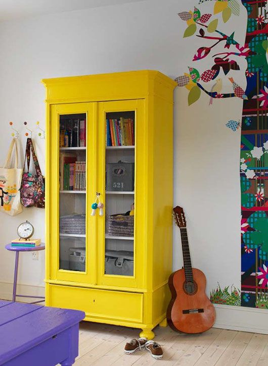 #14 Bookshelf Up-cycled Into a Vibrant Yellow Life