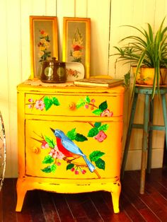 #15 Shabby Chic Yellow Nightstand