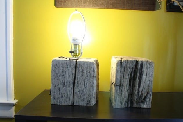 15. Driftwood pieces serving as a lamp body