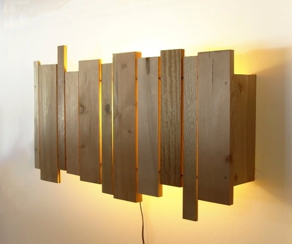 8. Wooden sconce created out of plain wood