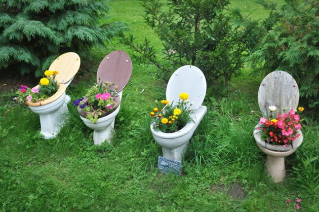 #4 Old Toilets Flower Planters