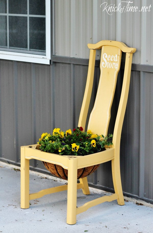 #13 Up-cycled Chair Now Used as Seed Store