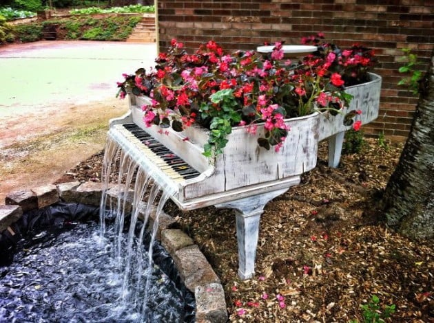 #19 Old Piano Flower Pot and Water Fountain