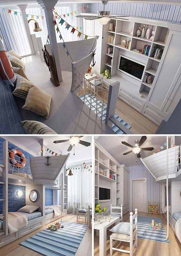 #17 Extraordinary Nautical Themed Bedroom Design