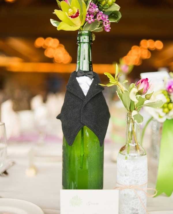 #13 Two Elegantly Dressed Wine Bottle Centerpieces