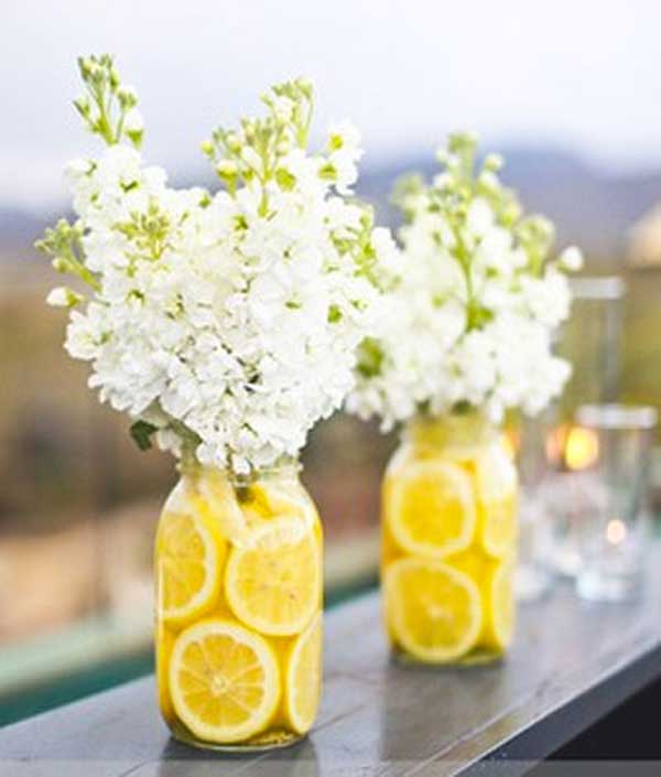 #19 Lemon Filled Mason Jars Filled With Elder Flower