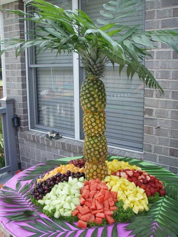 #5 Pineapple Wedding Centerpiece With Fruits Surrounding It
