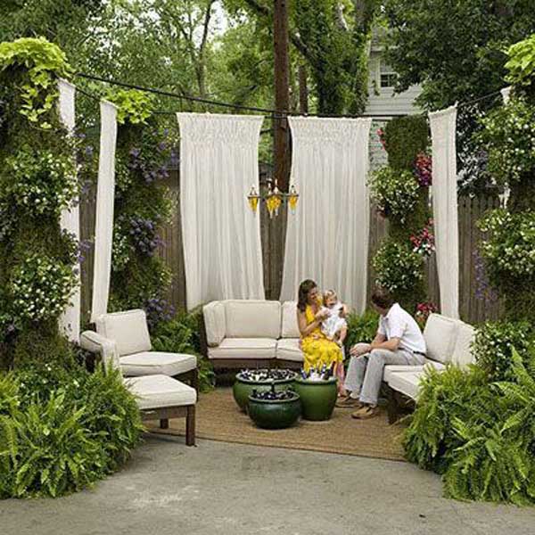 11. CURTAINS NESTLED IN GREENERY PROVIDING PRIVACY