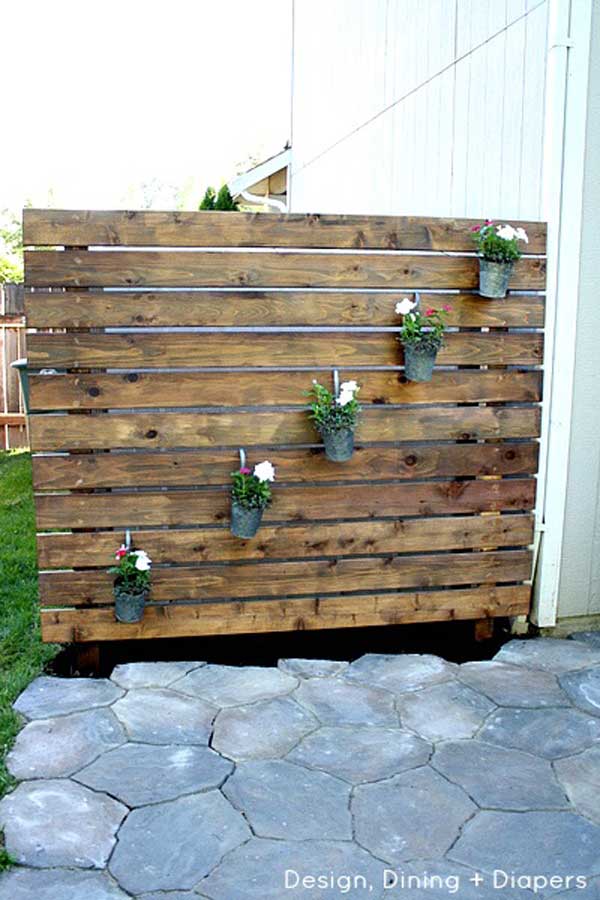 21. WOODEN PALLETS USED IN A VERTICAL GREEN WALL