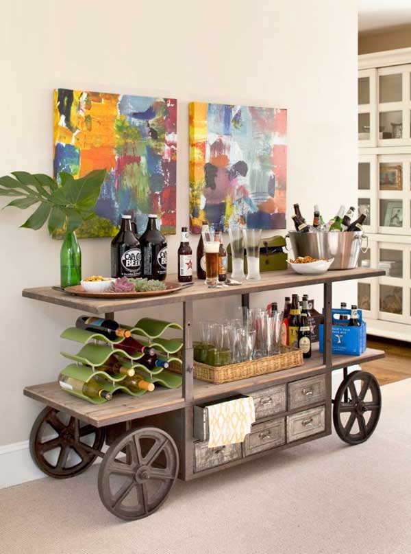 14. Shabby Chic Party Cart Ready to Entertain Outdoors