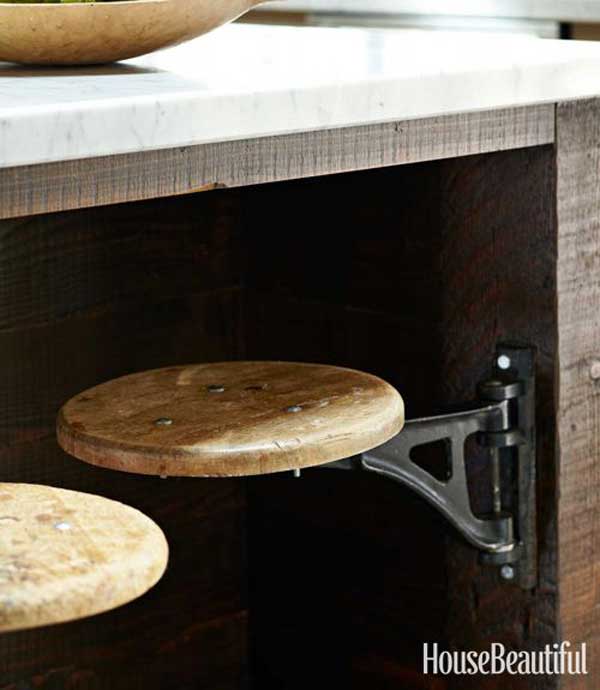 4. Vintage Sweavel Bar Stools Hidden Under The Counter