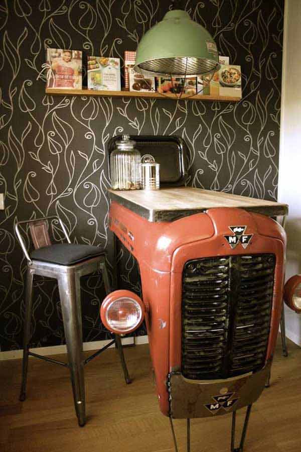 7.Tiny Correspondence Desk Up-cycled From an Old Tractor