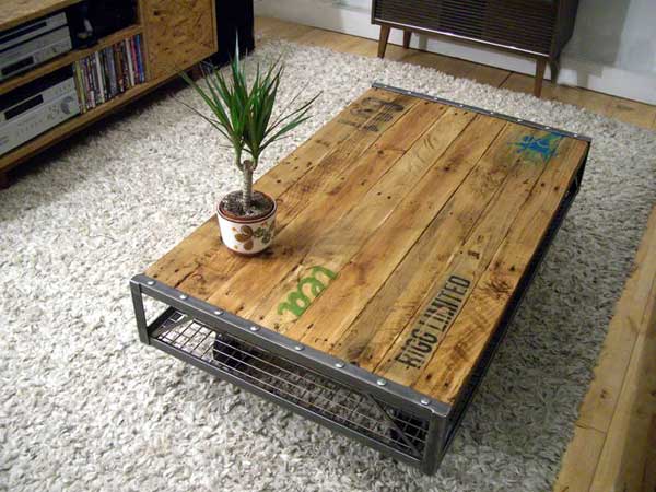 9. Simple Industrial Pallet Coffee Table Floating