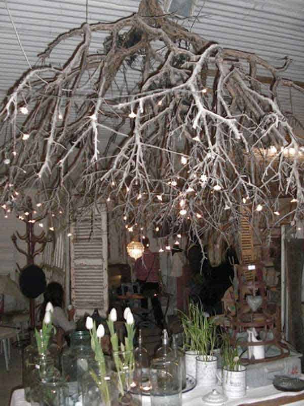 30 Sculptural DIY Tree Twigs Chandeliers to Realize In an Unforgettable Setup homesthetics decor