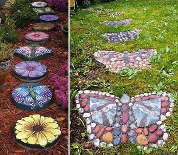 #3 DIY Mosaic Butterfly Stepping Stones and Flowers