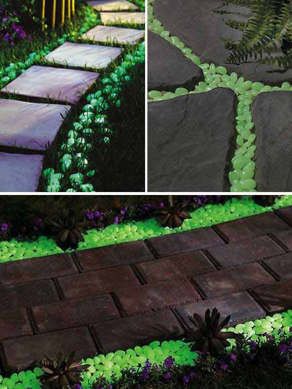 #31 Fluorescent Rocks Highlighting Grass and Stepping Stones