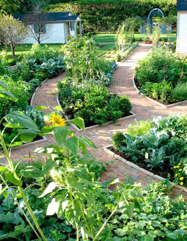 #8 Garden Landscape Perfectly Organized With Brick Paths